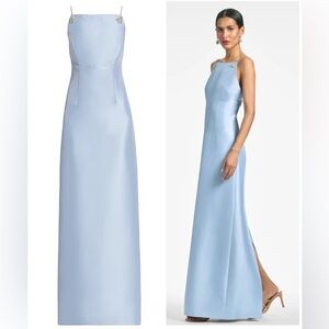 SACHIN + BABI Pryce Glacial Blue Stretch Mikado Gown Blue dress